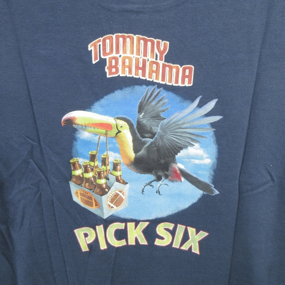 Tommy Bahama Men's Graphic T-Shirt Small Pick Six Tee 100% Cotton Crew Neck New